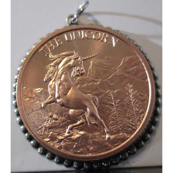 THE UNICORN – 1 AVDP Ounce – Copper – 39MM-Coin/Pendant-high relief - Picture 7 of 8